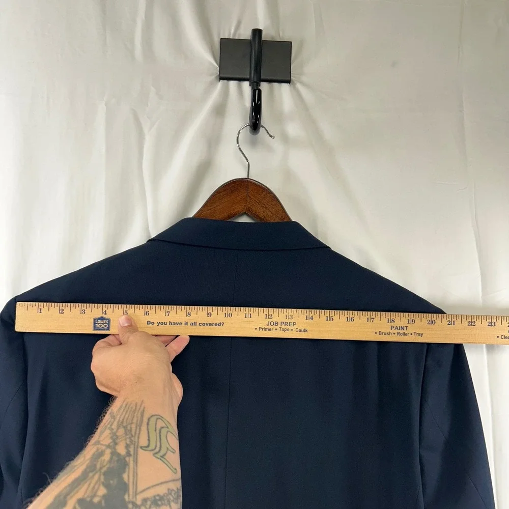 Fellini Uomo Sport Coat Mens 46L Navy Blue Super 140s Wool‎ Blazer SB-2